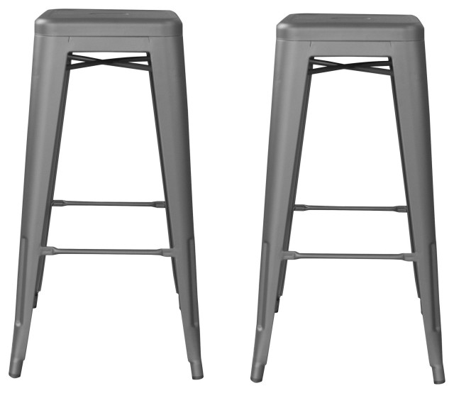 Amerihome Indoor/Outdoor 30" Metal Bar Stools, Set of 2 Industrial