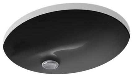 Kohler Caxton 15" X 12" Under-Mount Bathroom Sink w/ Clamp Assembly, Black
