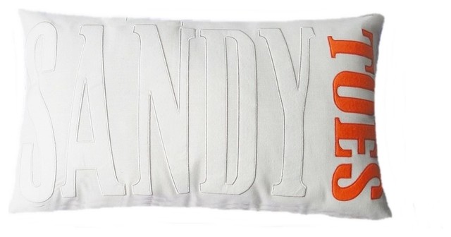 Modern Applique Cotton Word Pillow SANDY TOES beach summer decorative home