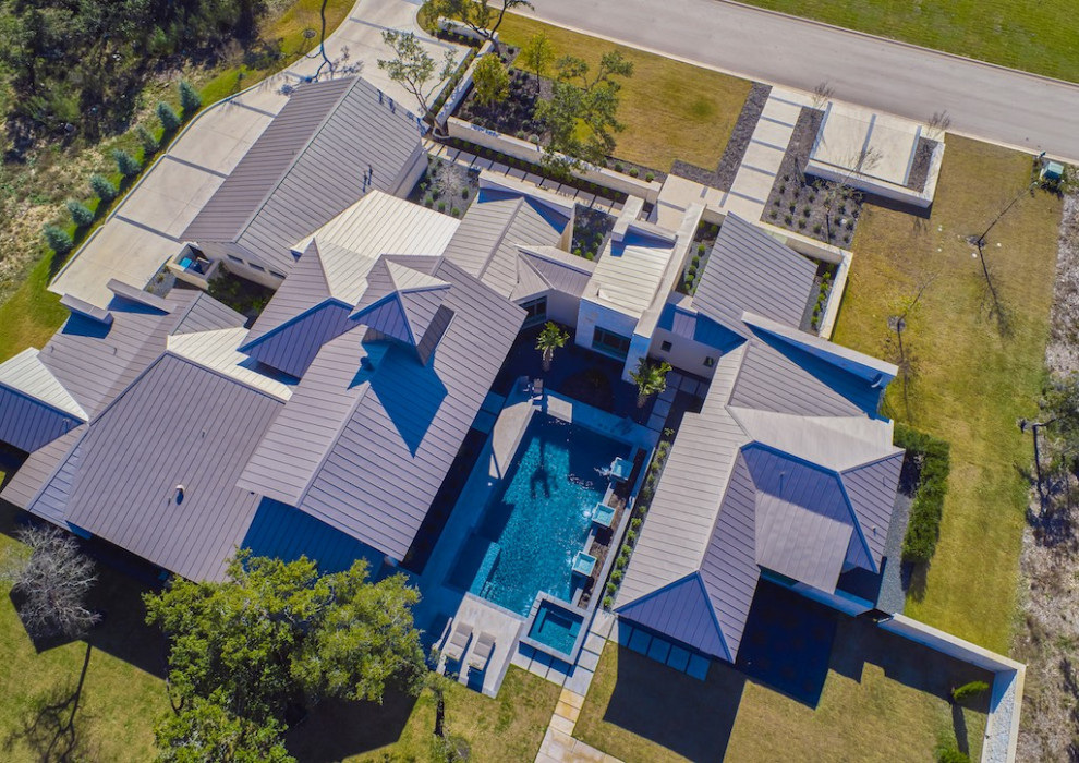Transitional exterior home idea in Austin
