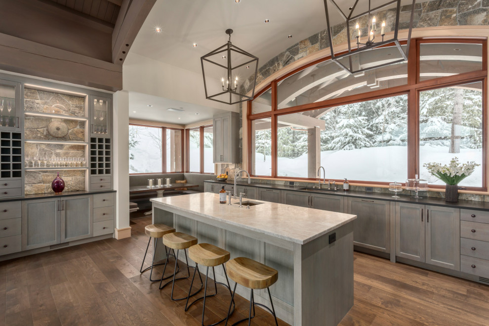 Example of a mountain style kitchen design in Vancouver