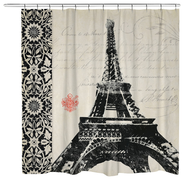 Eiffel Tower Border Shower Curtain Traditional Curtains By Laural Home Houzz Eiffel Tower Border Shower Curtain, Eiffel Tower Shower Curtain