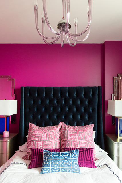 Magenta And Navy Pad Bedroom Eklektisch Schlafzimmer