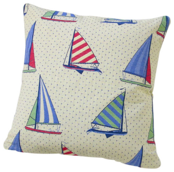 Stroup Balboa Sail Boat Modern Coastal 18" Indoor Throw Pillow, Pillow Cover Wit