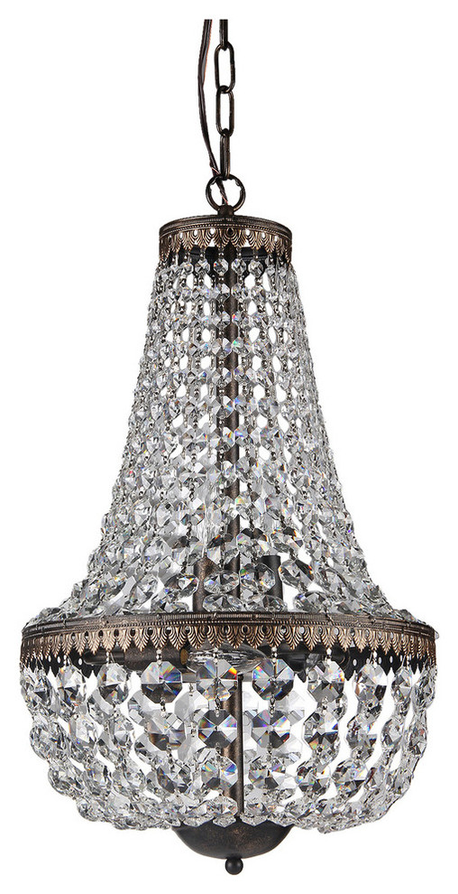 6-Light Antique Bronze Empire Crystal Chandelier Glam Lighting