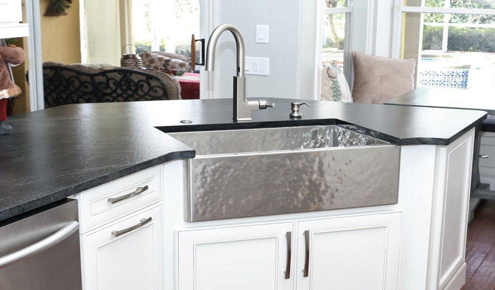 Stainless Steel Farmhouse Sink Hammered Finish Modern Kitchen