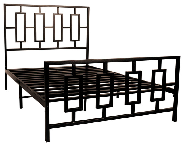 Home Source Karola Brown Metal Square Design Full Bed Frame