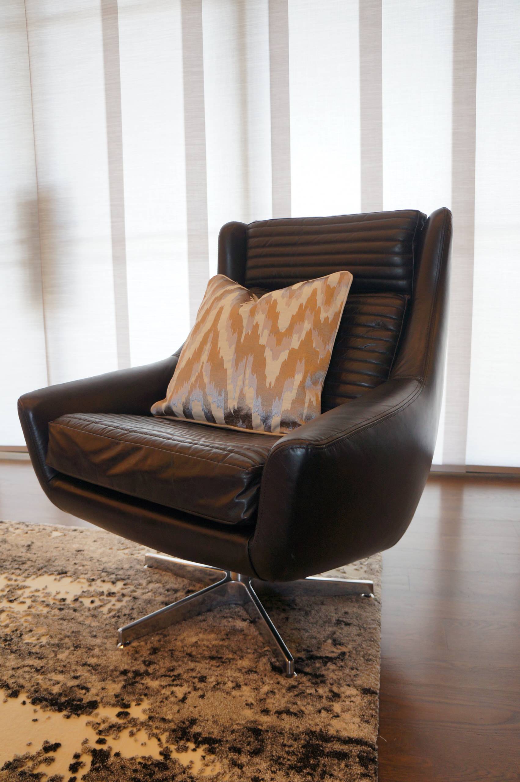Leather swivel chair in main living area