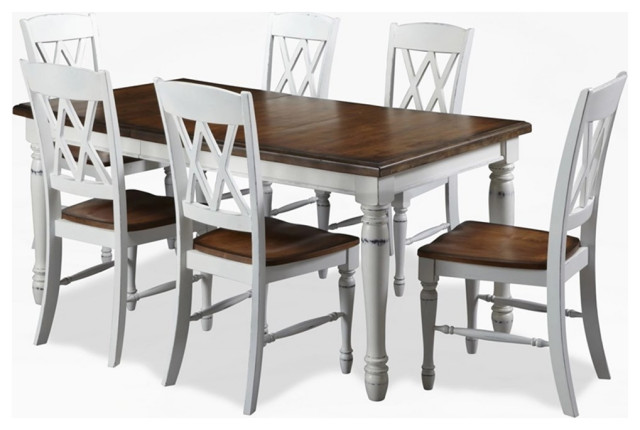 Homestyles Monarch Wood 7 Piece Dining Set in Off White, 7 ...