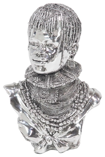 Modern Polystone African Lady Bust