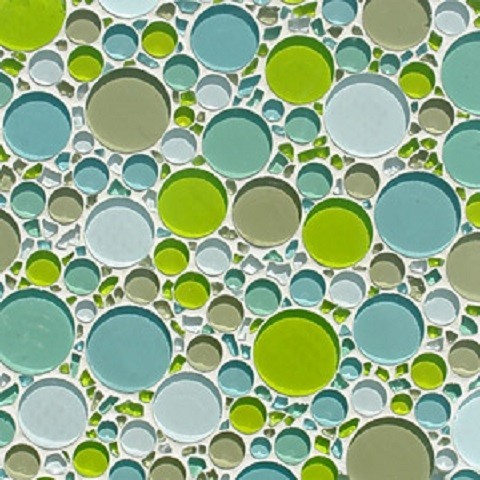 12.6"x12.6" Glass Tile Bubble Blend Mosaic Backsplash, Green Pond