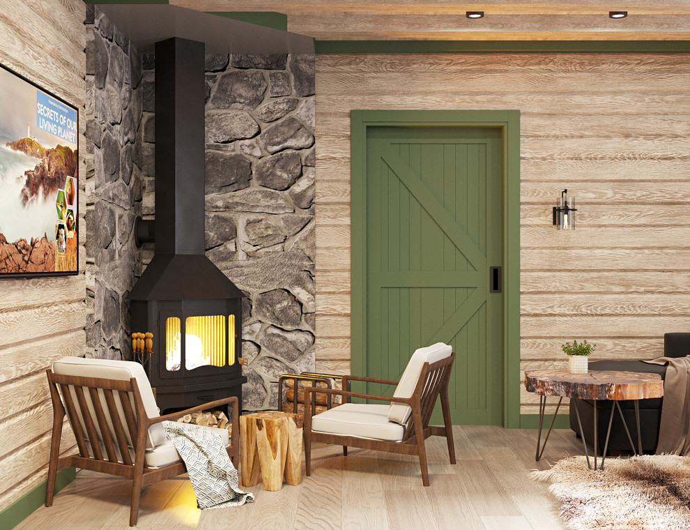 Брусовый дом выходного дня в Кантри стиле