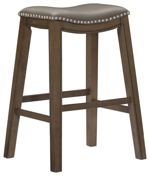 Lexicon Ordway 29" Faux Leather Saddle Bar Stool in Gray