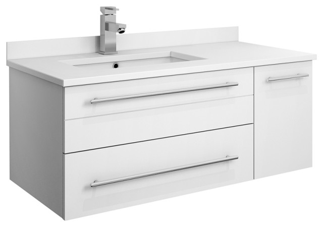 Lucera Wall Hung Bathroom Cabinet With Top And Undermount Sink Modern Vanities Consoles By Fresca - Bathroom Vanity Undermount Sink White Lucera Wall Hung Bathroom Cabinet With Top And Undermount Sink Modern Vanities Consoles By Fresca - Bathroom Vanity Undermount Sink White