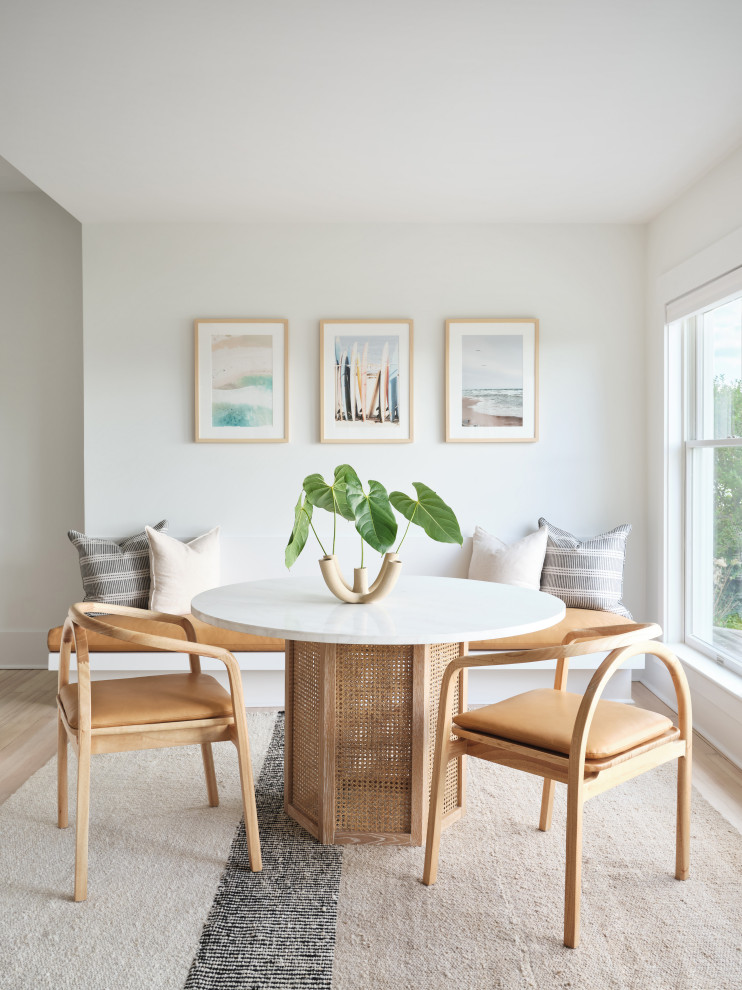 Example of a mid-sized beach style dining room design in New York
