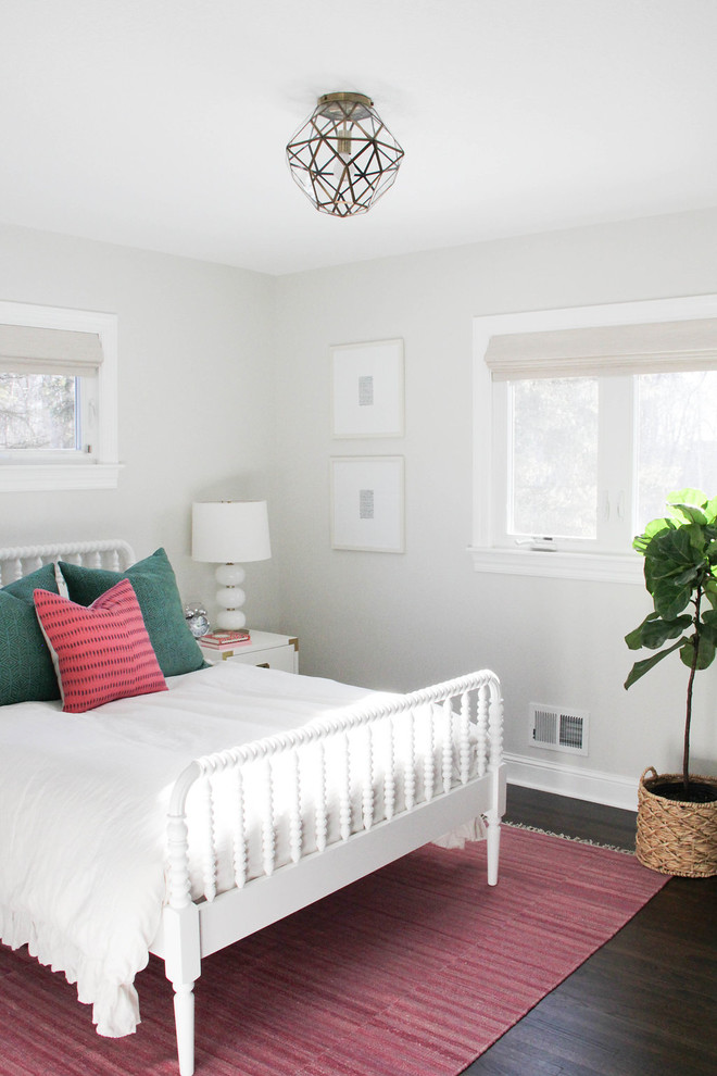 Photo of a mid-sized transitional teen room for girls in Minneapolis with white walls.