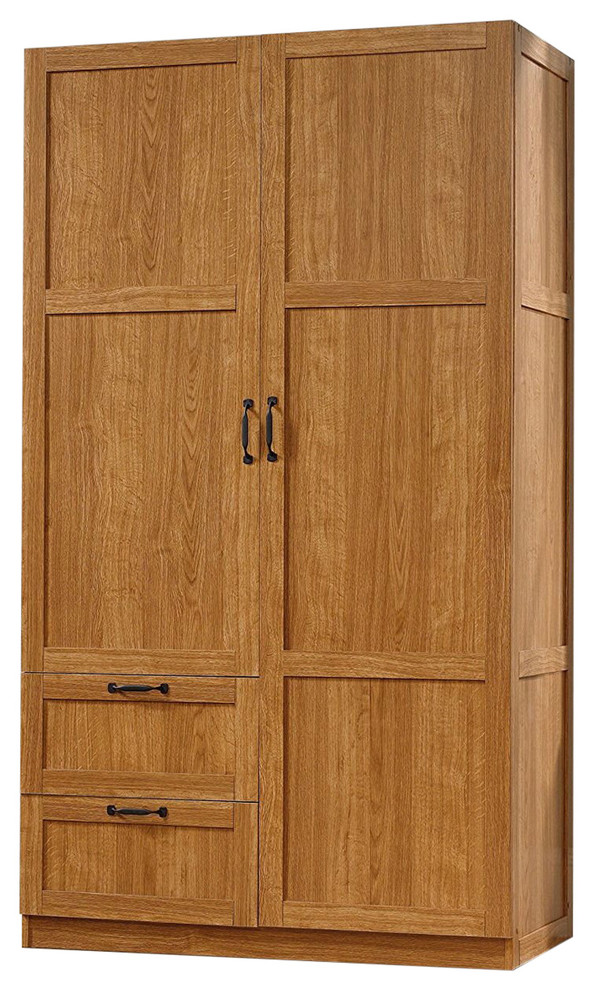 Bedroom Wardrobe Cabinet Storage Closet Organizer Medium Oak Finish Transitional Armoires And Wardrobes By Hilton Furnitures Houzz Bedroom Wardrobe Cabinet Storage Closet, Sauder Palladia Armoire Vintage Oak Finish