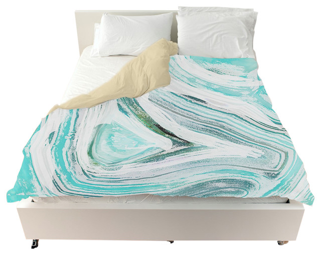 Oliver Gal Iced Geo Turquoise Duvet Cover Contemporary Duvet
