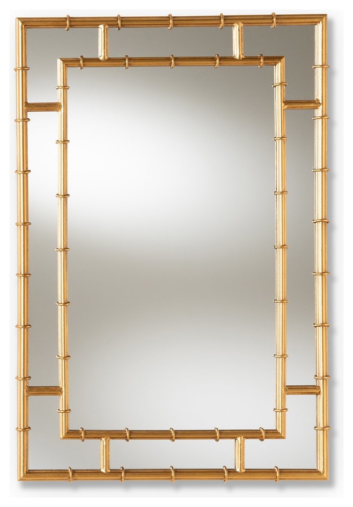 Adra Modern and Contemporary Gold Bamboo Accent Wall Mirror ...