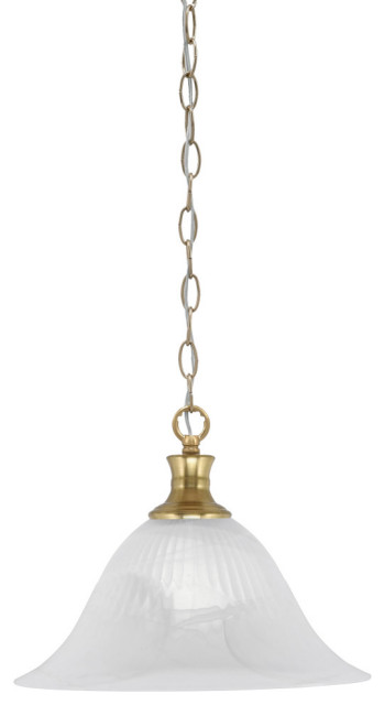 Chain 1-Light Chain Hung Pendant, New Age Brass/White Alabaster Swirl