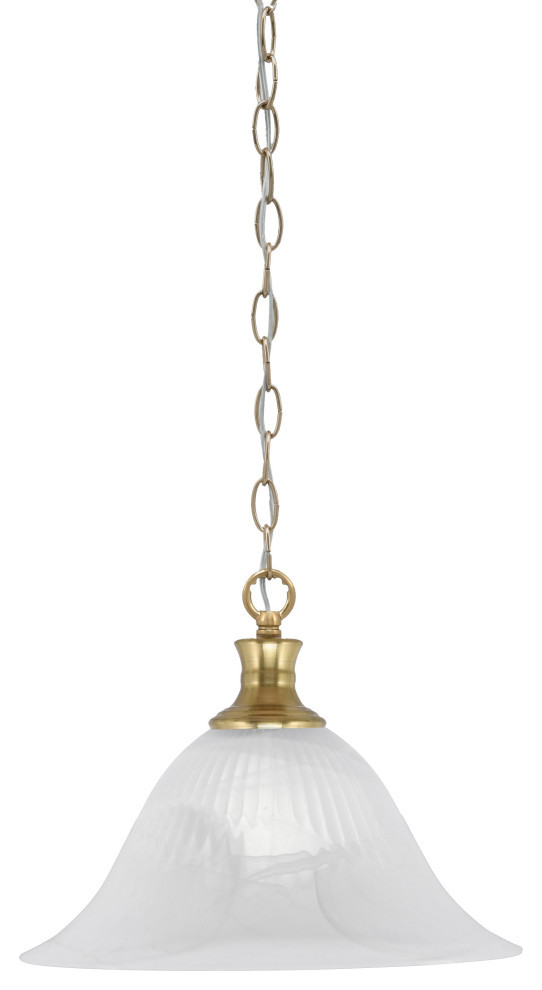 Chain 1-Light Chain Hung Pendant, New Age Brass/White Alabaster Swirl