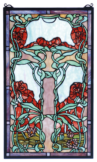 Meyda Lighting 65711 15"W X 25"H Nouveau Lily Stained Glass Window
