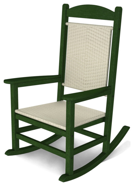 Polywood Presidential Woven Rocking Chair, White Loom