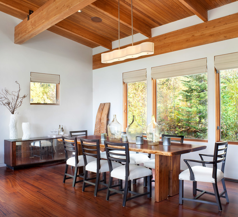 Modern Ski Chalet - Modern ski chalet with walls of windows to enjoy the mountainous view provided of this ski-in ski-out property. Formal and casual living room areas allow for flexible entertaining.
Construction - Bear Mountain Builders
Interiors - Hunter & Company
Photos - Gibeon Photography