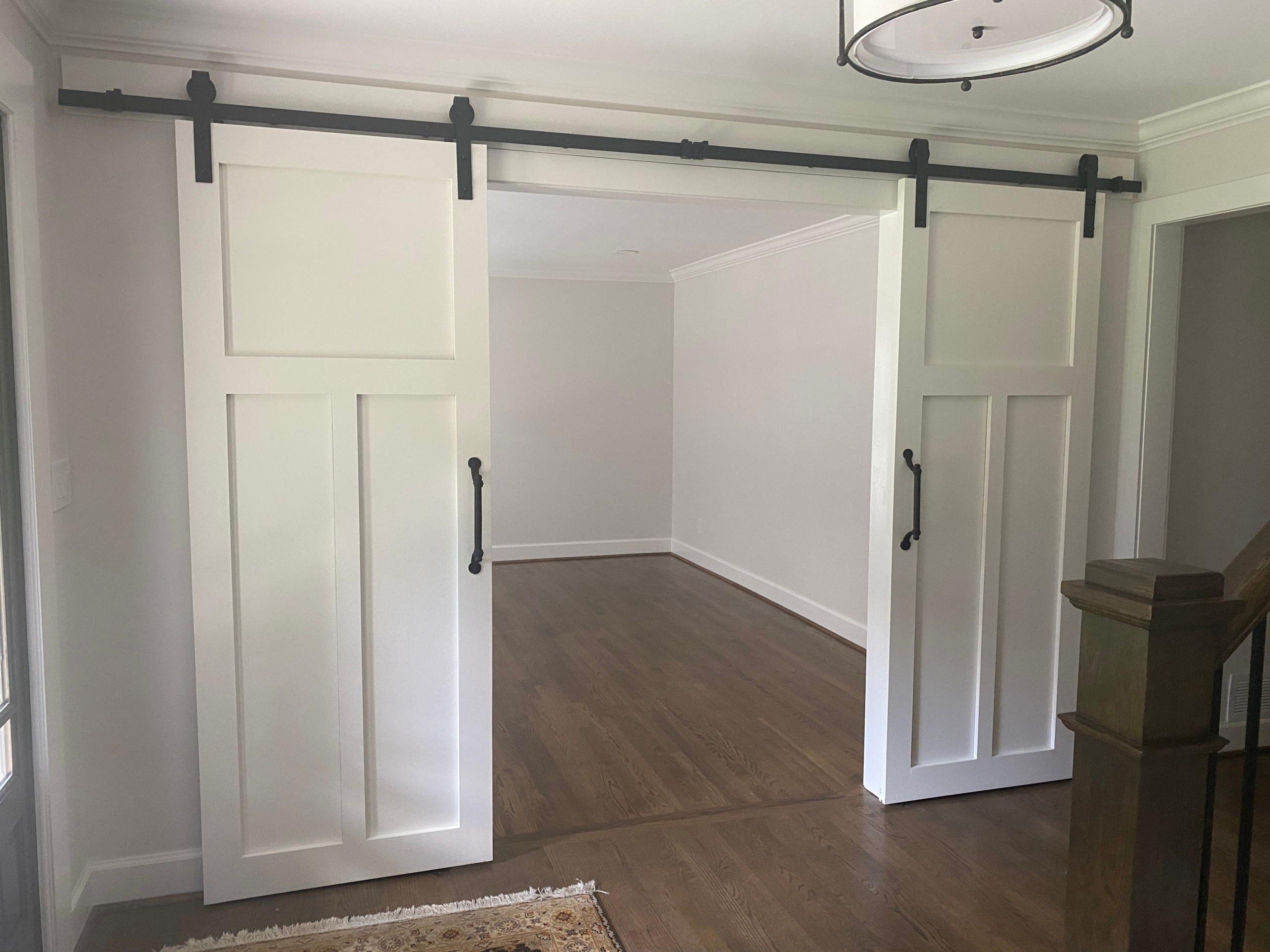 Barn doors added to create privacy in the home office
