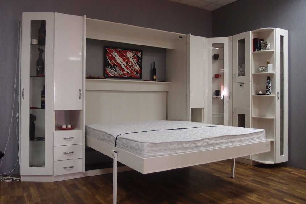 Подъемная кровать с корпусной мебелью