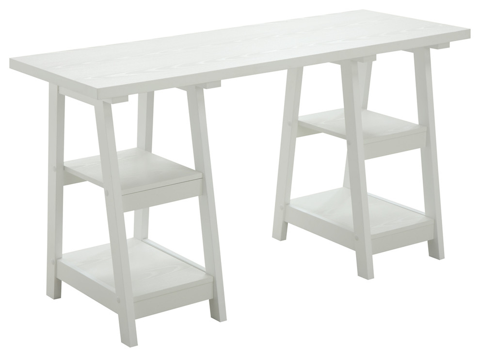 Convenience Concepts Designs2go Double Trestle Desk In White