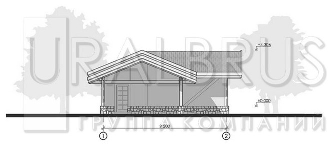 Проект гаража с комнатой отдыха Ф 069