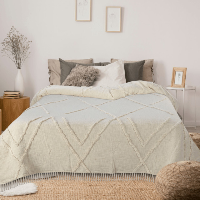 Geometric Throw Ivory Woven Cotton Geometric Throw - Scandinavian - Throws - by ...