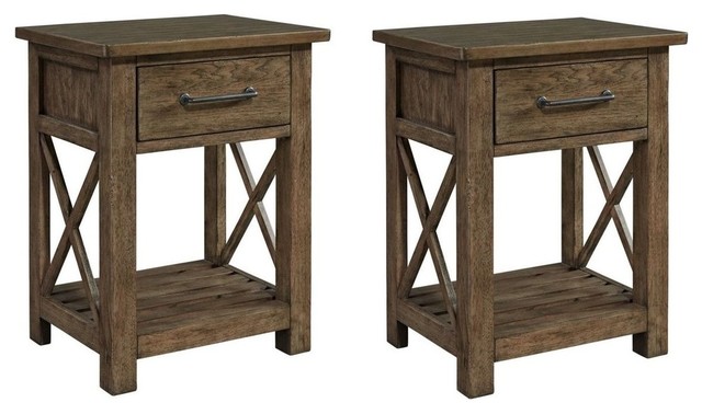 Liberty Sonoma Road 1 Drawer Night Stand Weather Beaten Bark Set Of 2 Rustic Nightstands And Bedside Tables By Massiano