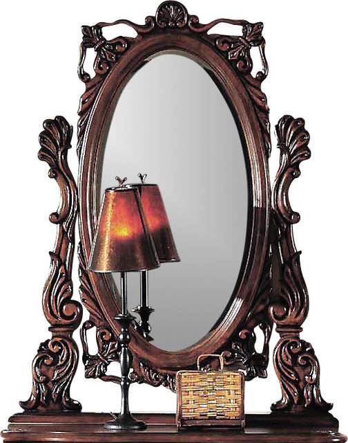 Corina Oval Mirror in Dark Cherry Finish