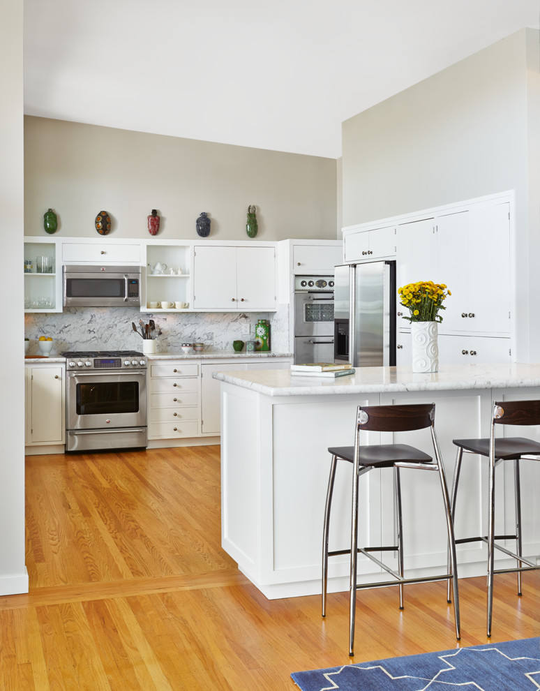 Photo of a contemporary l-shaped kitchen in San Francisco.