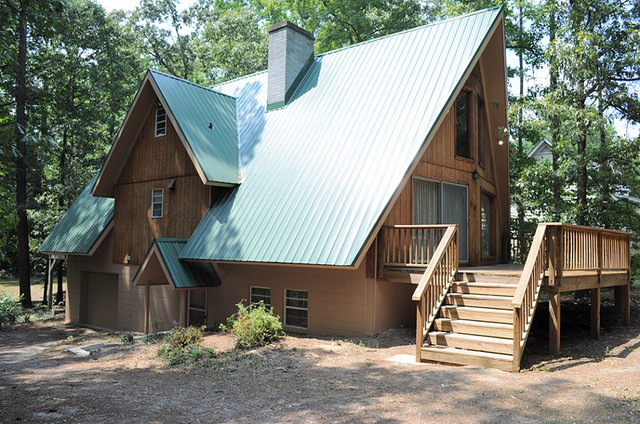 Green Metal Roof On A Frame Home American Traditional Exterior