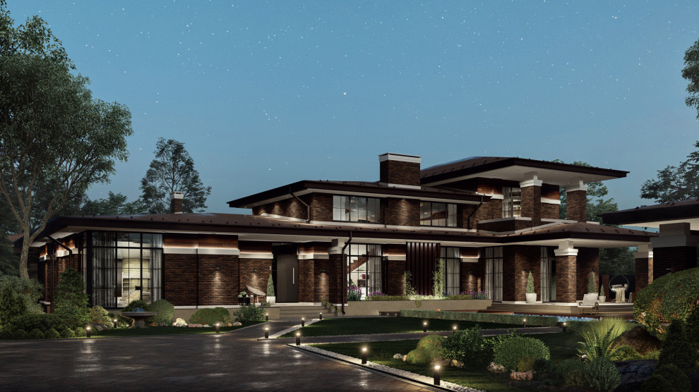 Дом, банный комплекс и гостевой дом в стиле Райт