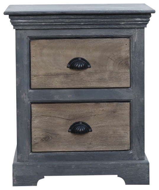 Potowomut Rustic Solid Wood 2 Drawer Nightstand French Country