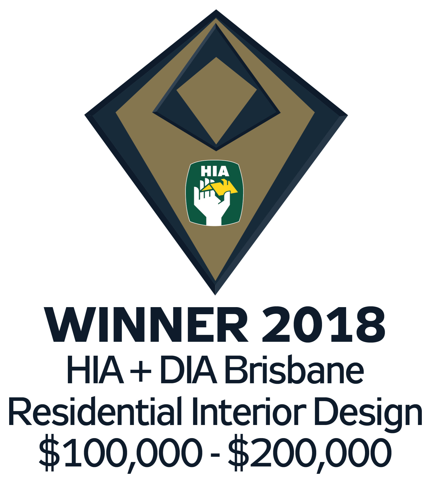 Winner 2018 HIA + DIA Brisbane Residential Interior Design $100,000 - $200,000