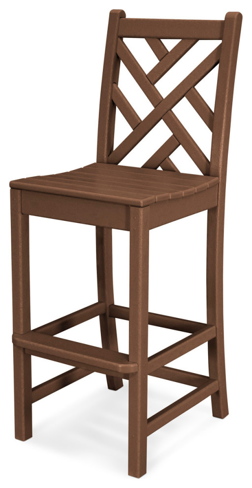 Polywood Chippendale Bar Side Chair, Teak