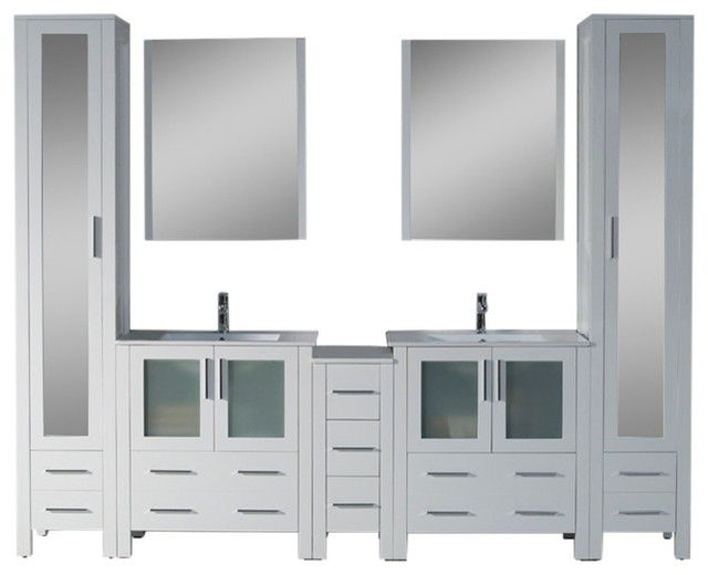 Sydney 102" Vanity Set With Mirror Linen Contemporary