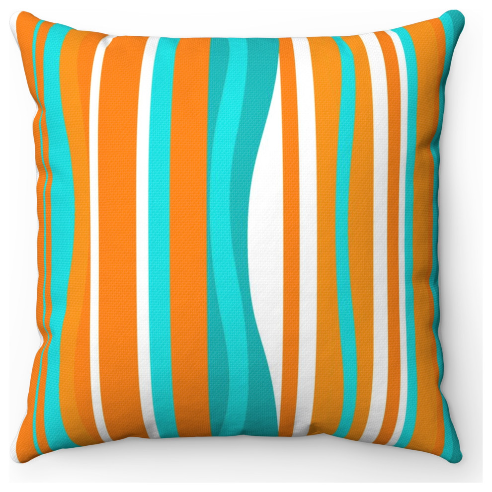 Orange Mid Century Modern Outdoor Pillow Arnie Modern Outdoor