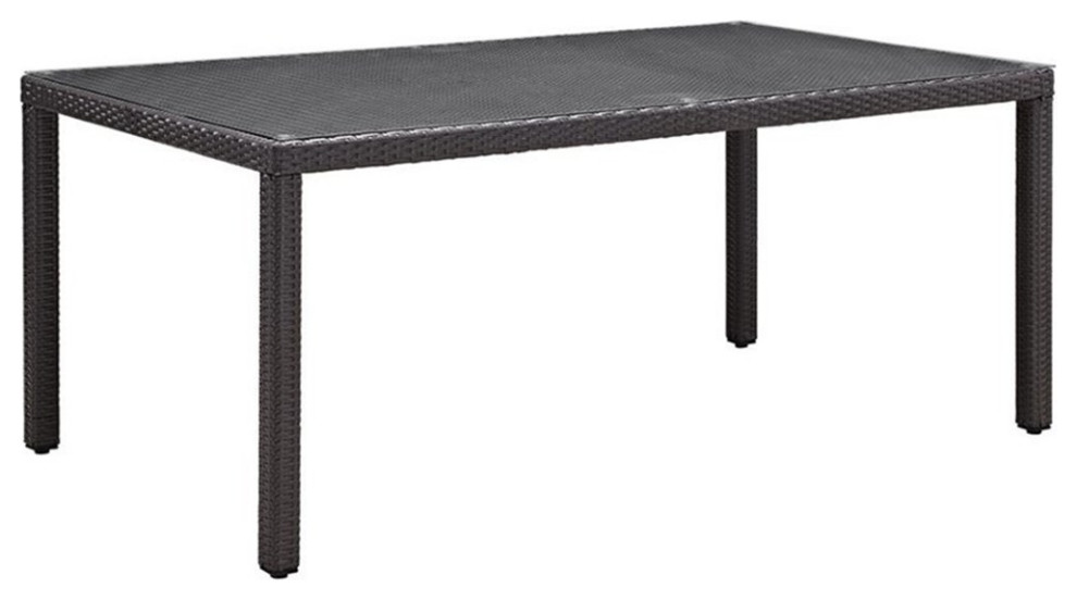 Modway Convene 71" Glass Top Patio Dining Table in Espresso Tropical