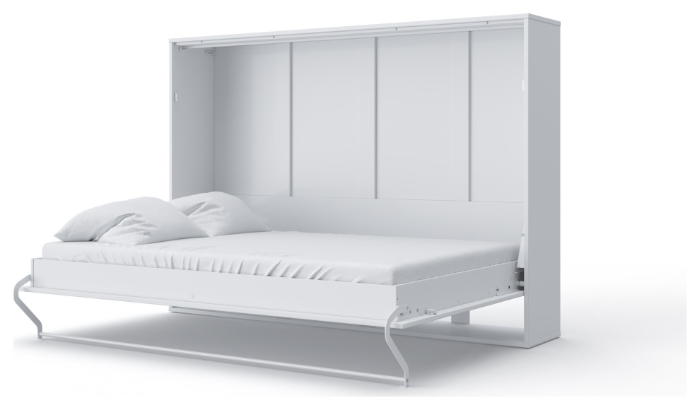 Contempo Horizontal Wall Bed, European Twin Size with a on top