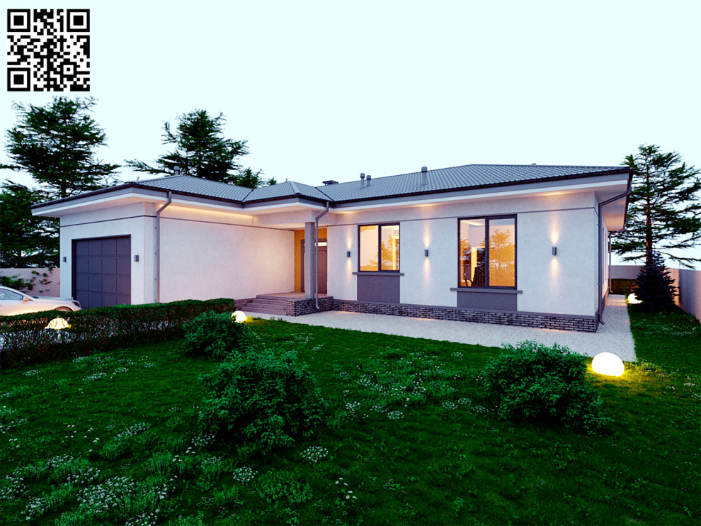 Одноэтажный дом в современном классическом стиле