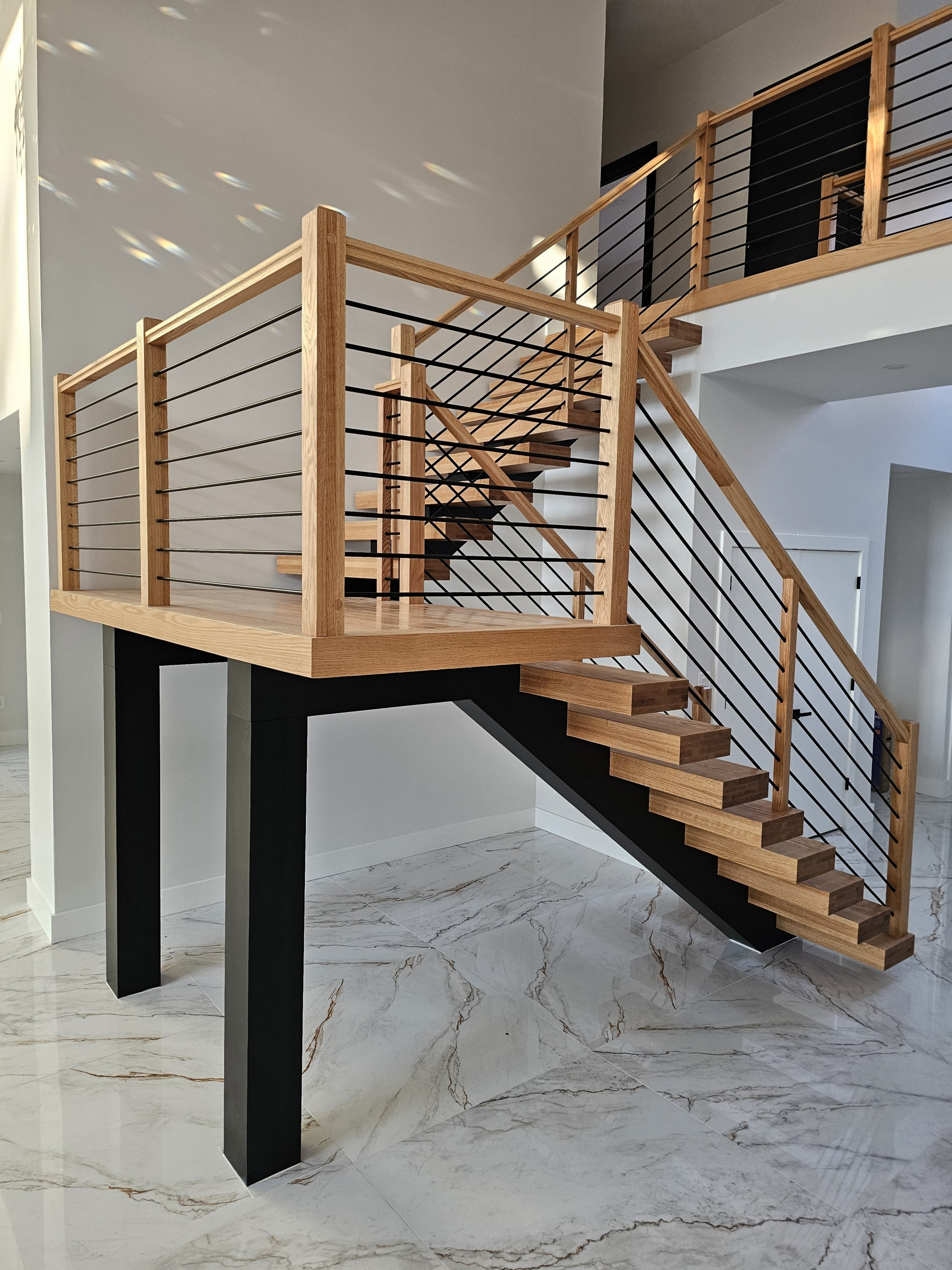 143_Modern Floating Red Oak and Metal Staircase, Sterling, VA