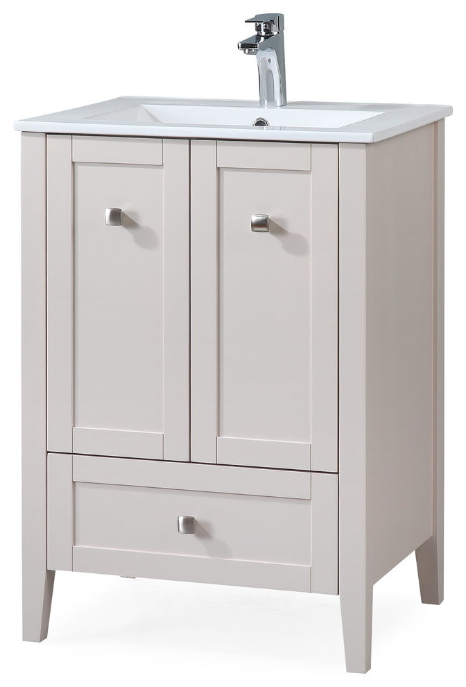 25" Vermezzo Modern Taupe Bathroom Vanity Transitional Bathroom