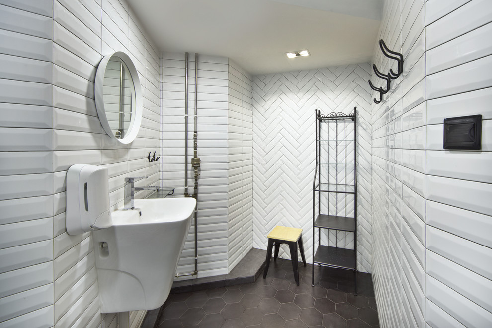 Industrial bathroom in Singapore.