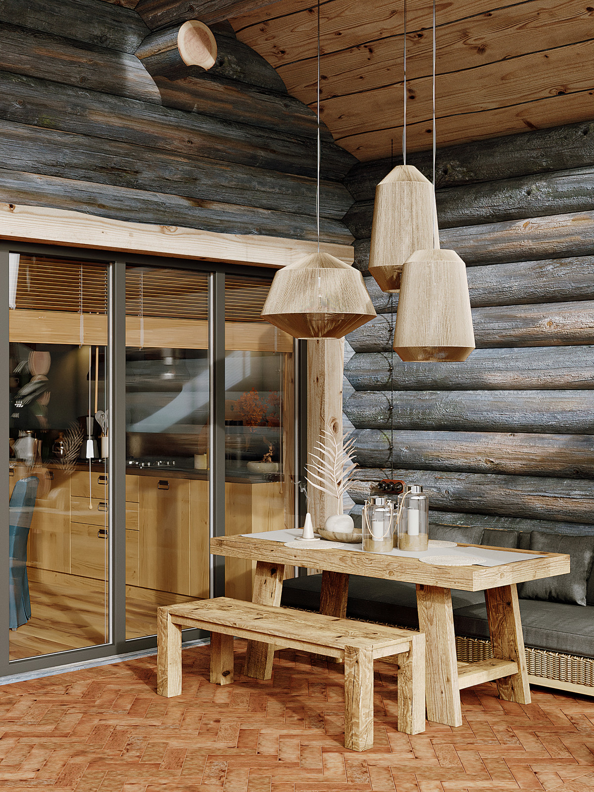 Дом из кело для рыбалки. Терраса